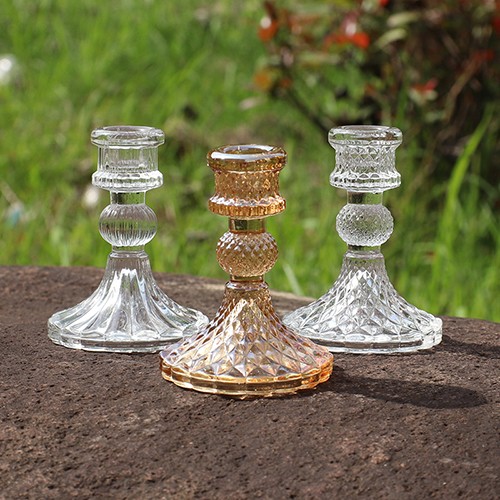 PVD Clear Amber Glass Candelabrum